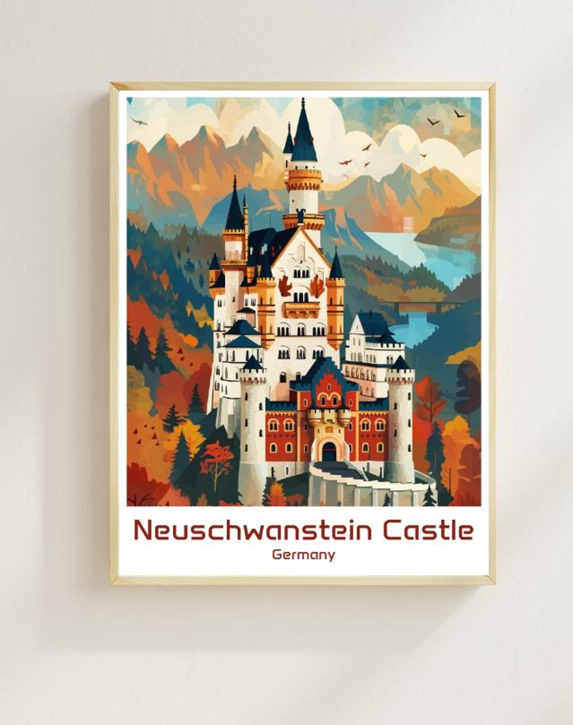 Neuschwanstein Castle Autumn Fairytale Mountain Landscape Poster