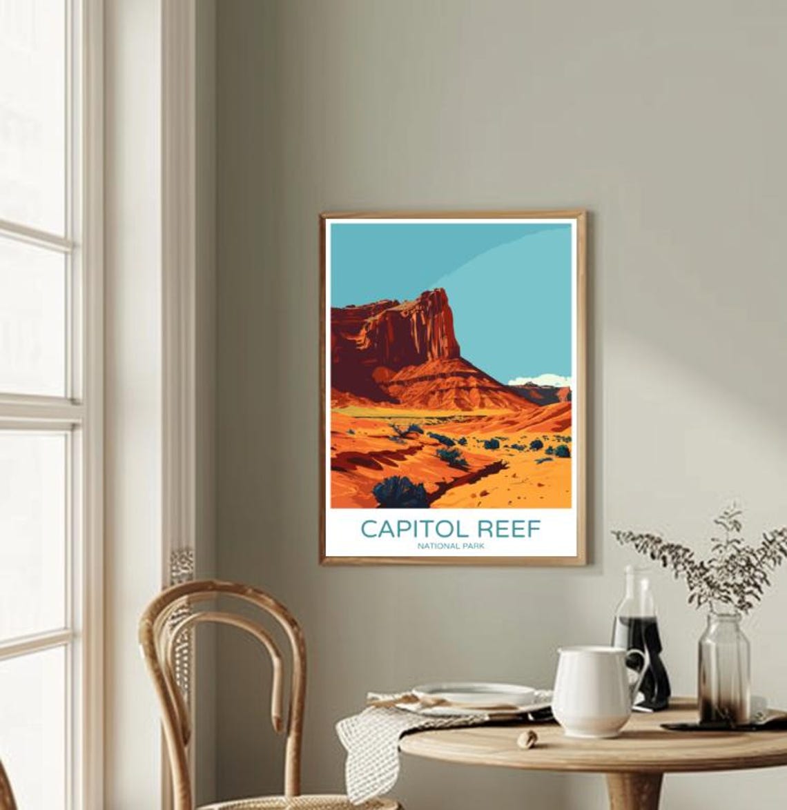 Capitol Reef Red Rock Cliffs And Desert Dunes Utah Travel Poster - Image 2