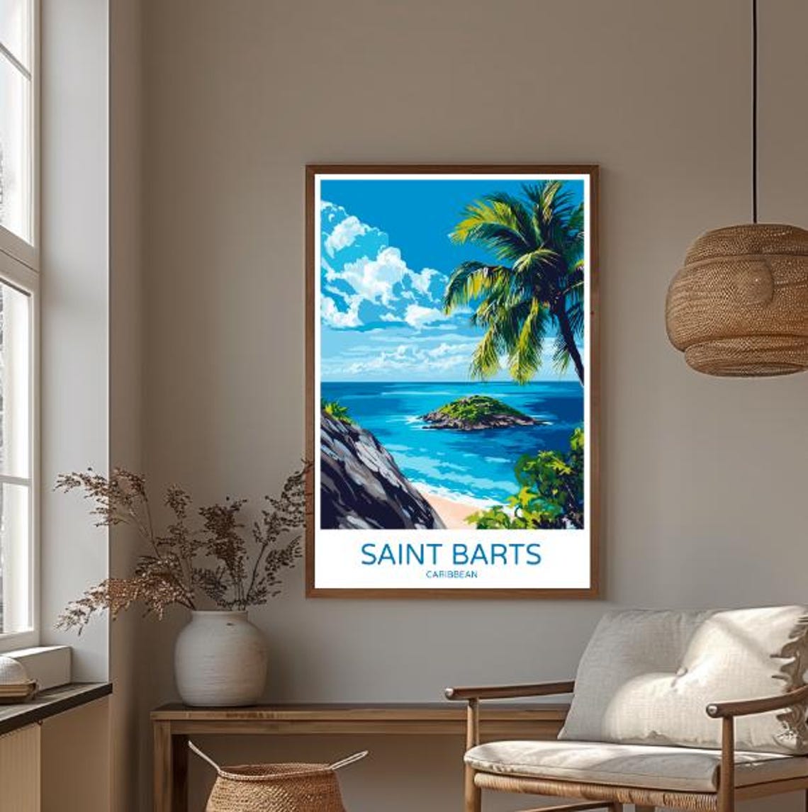 Saint Barts Caribbean Island Palm Beach Tropical Travel Poster - Image 3