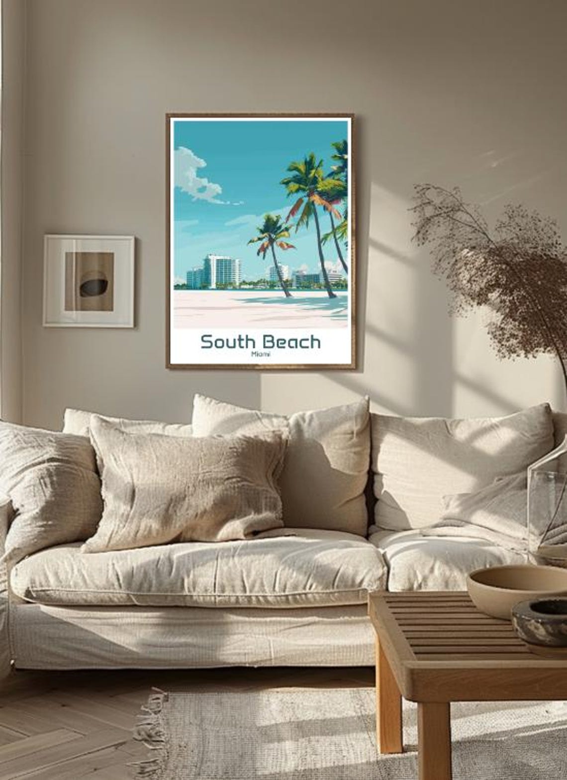 South Beach Miami Palm Trees Oceanfront Vintage Travel Poster - Image 3
