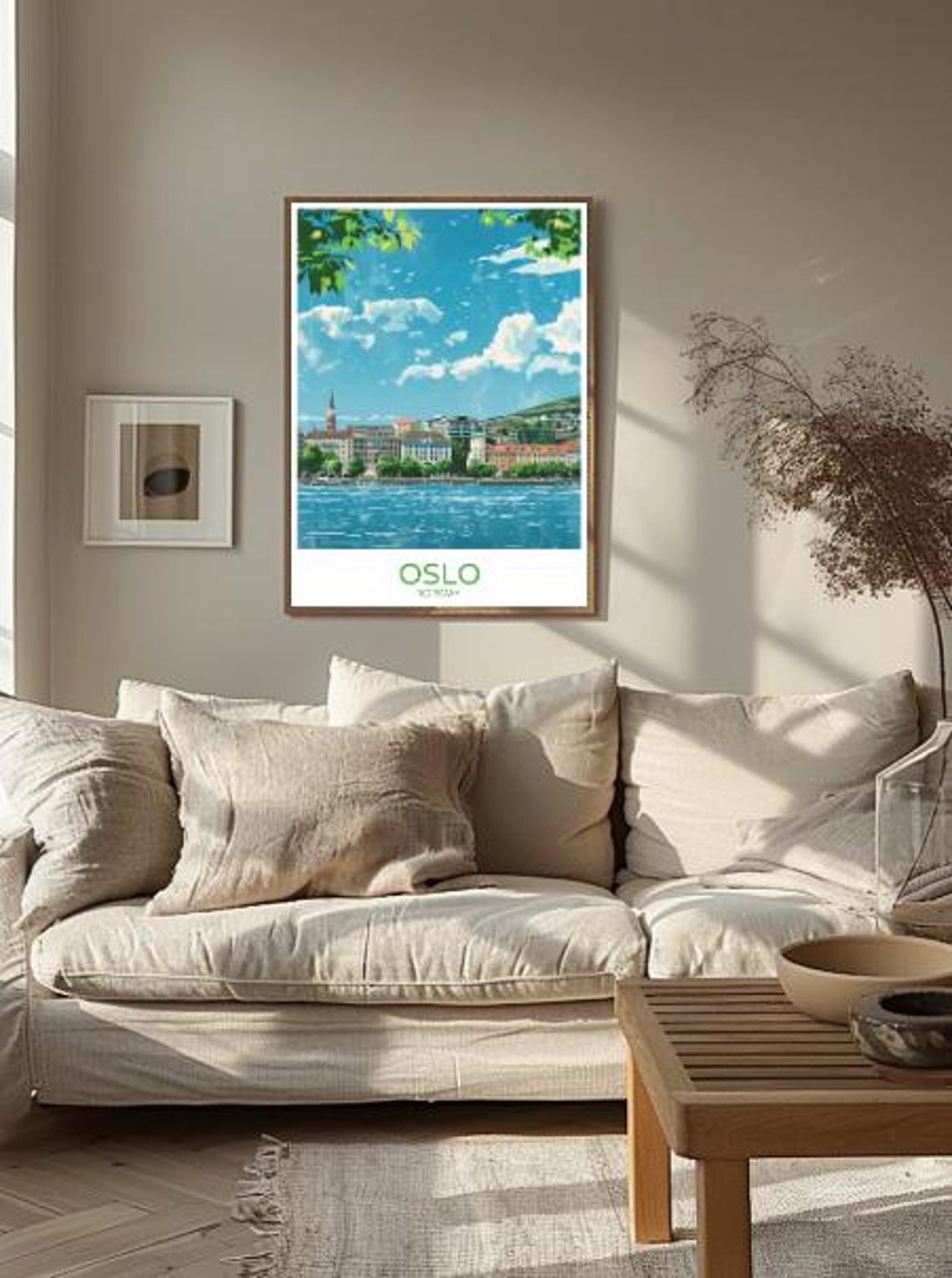 Oslo Skyline Travel Poster Modern Wall Art Of Norway Cityscape And Fjord Views Oslo Travel Print Nordic Decor Artwork - Image 2
