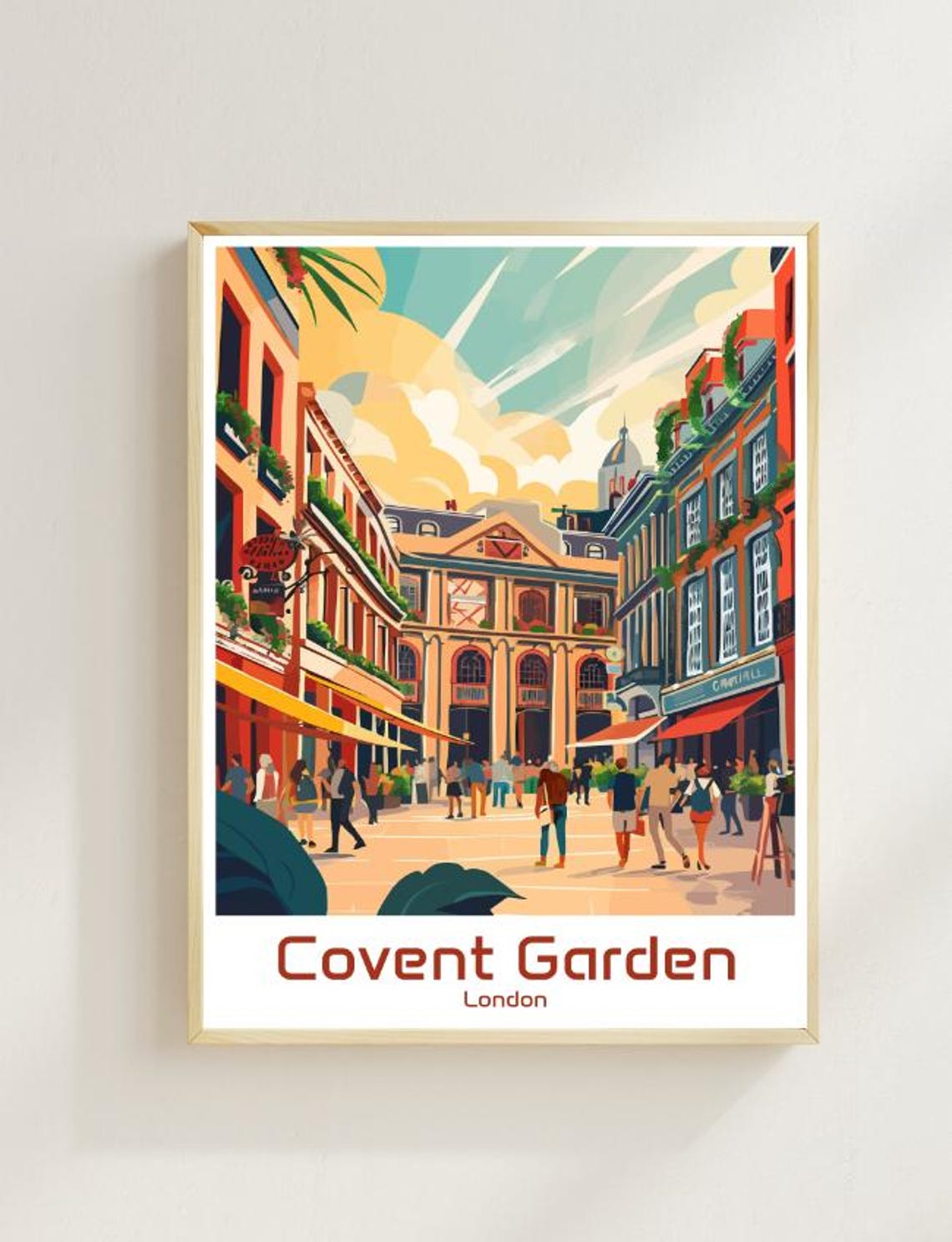 Covent Garden London Travel Posterhistoric Market Wall Art Cityscape Print Covent Garden Decor London Travel Gift Minimalist Urban Artwork