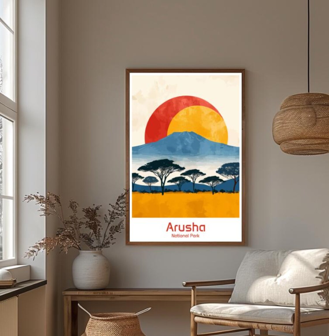 Arusha National Park Tanzania Savanna Sunset Safari Travel Poster - Image 4
