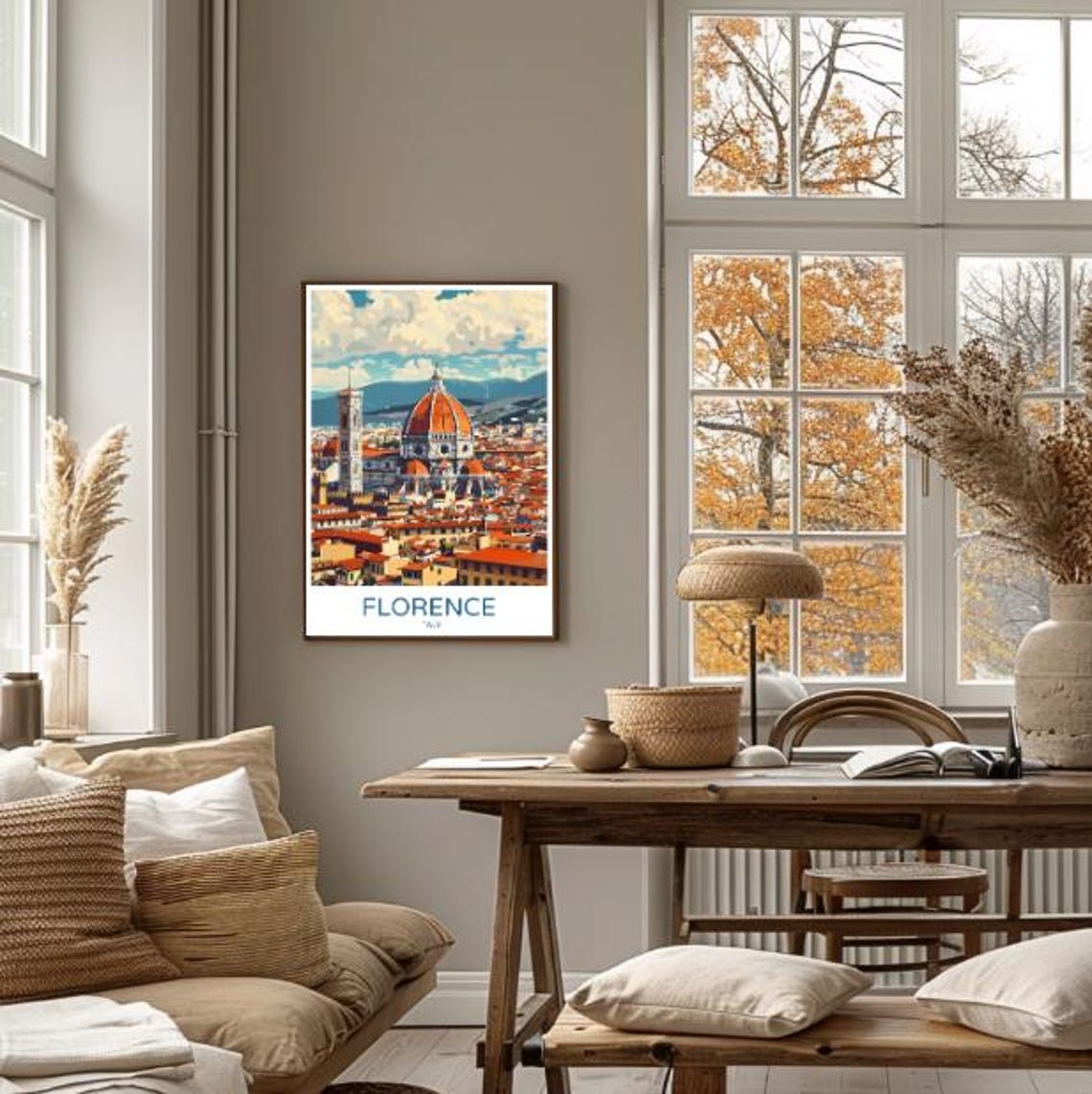 Florence Italy Duomo Cathedral Red Dome Over Rooftop View Poster - Image 4