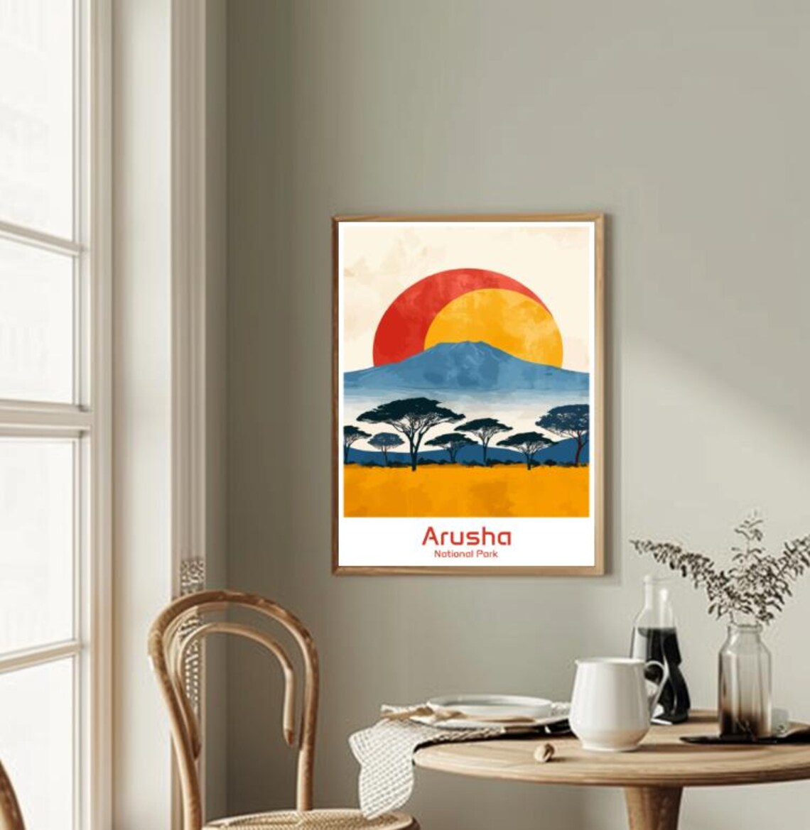 Arusha National Park Tanzania Savanna Sunset Safari Travel Poster - Image 2