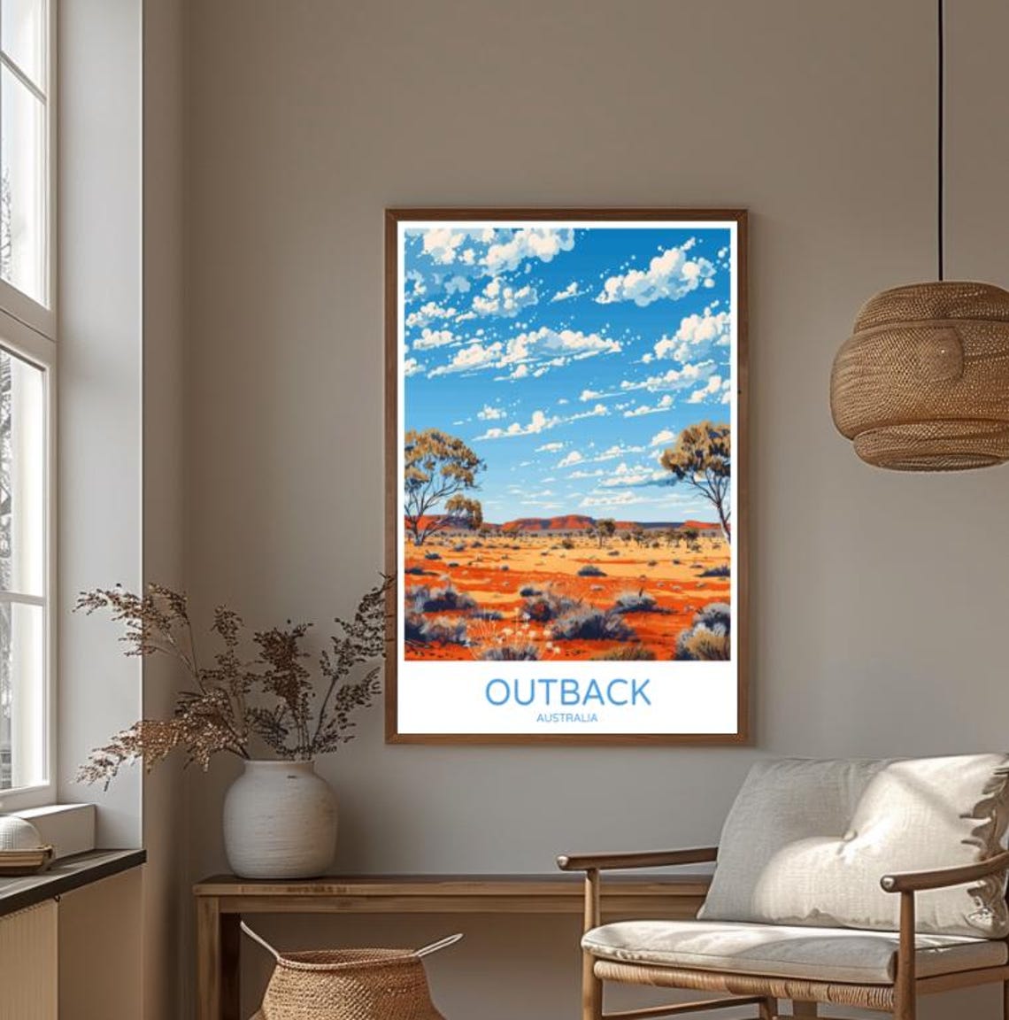 Australia Outback Red Sand Desert with Gum Trees Travel Poster - Image 4