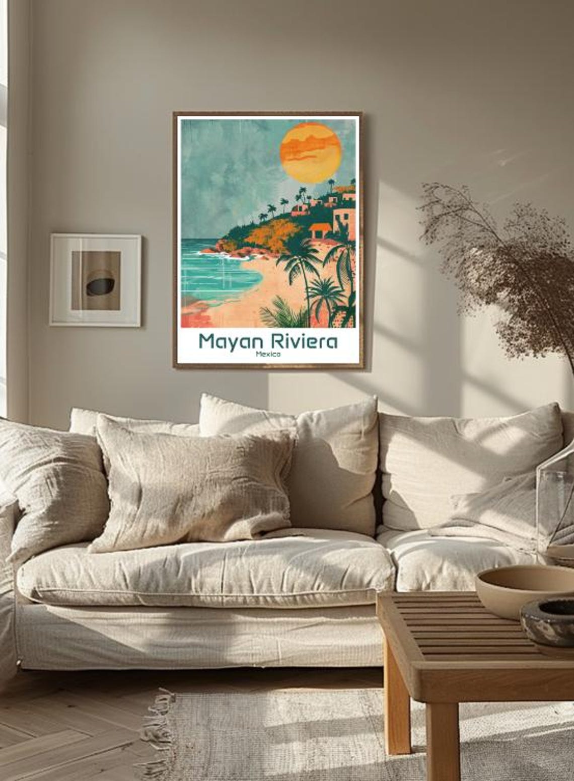 Mayan Riviera Mexico Tropical Beach Sunset Palms Mexico Travel Poster - Image 3