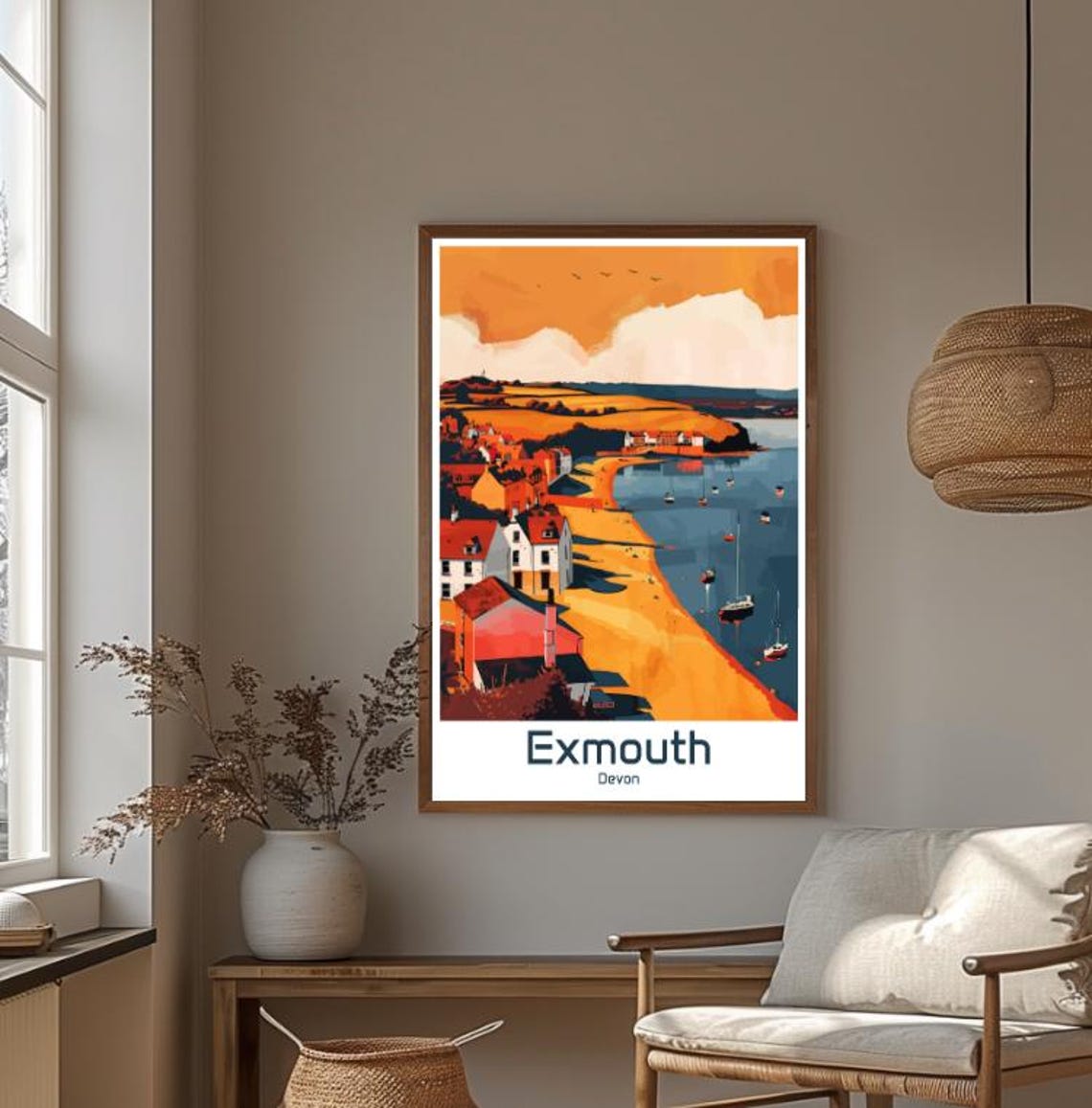 Exmouth Devon Seaside Harbor Town Glowing at Sunset Travel Poster - Image 4