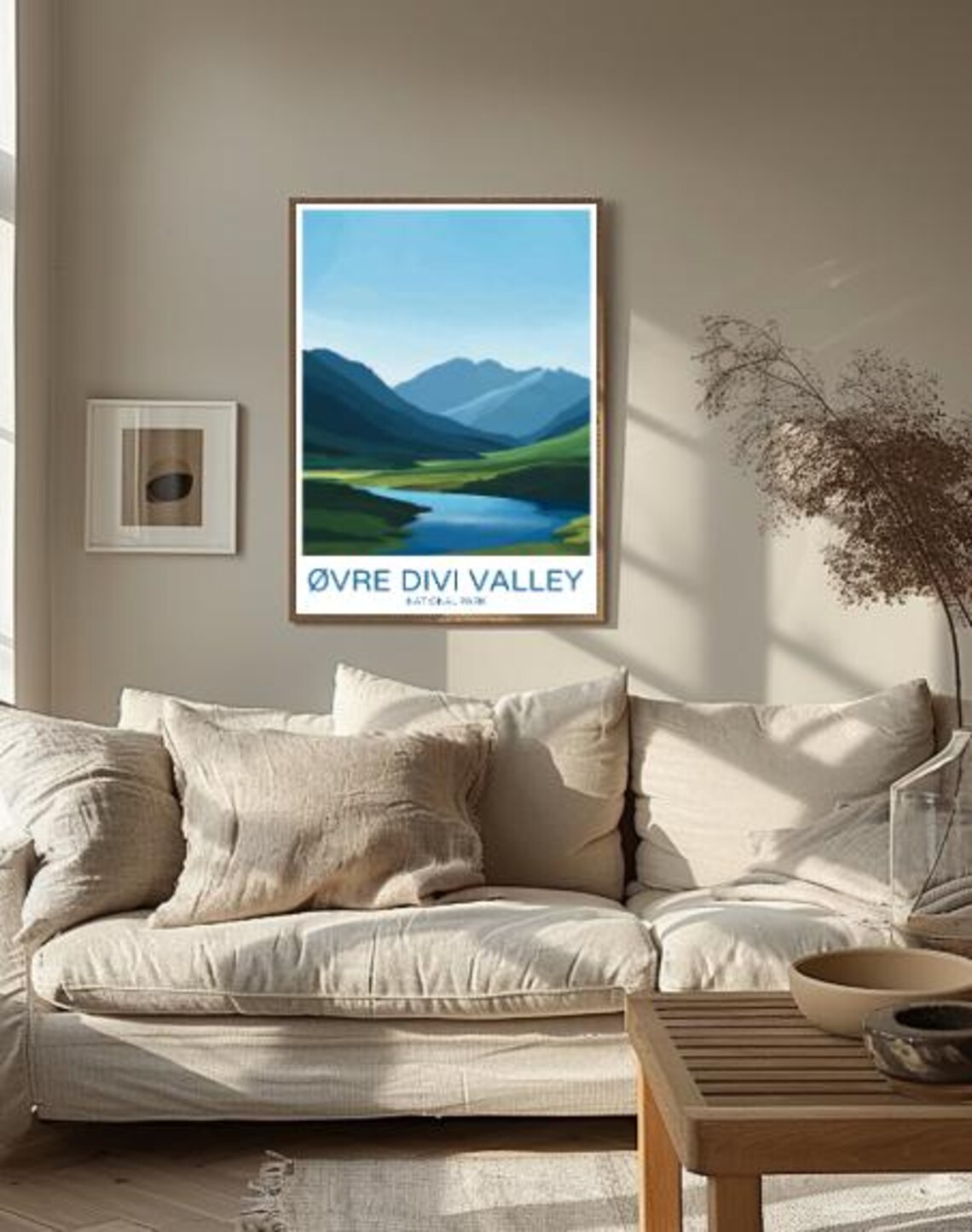 Øvre Divi Valley Layered Blue Mountains And Lake Travel Poster - Image 2