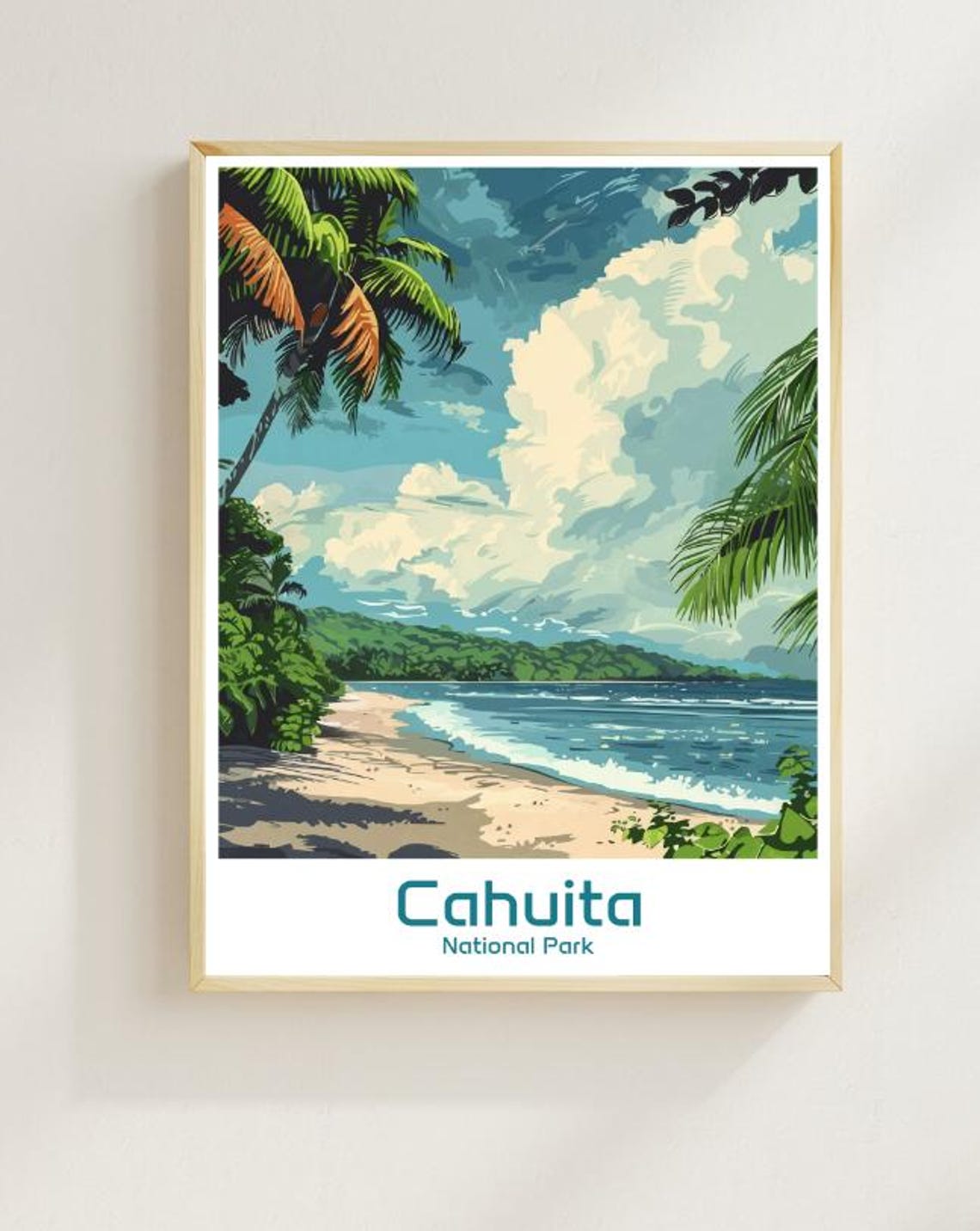 Cahuita National Park Costa Rica Tropical Beach and Palms Poster