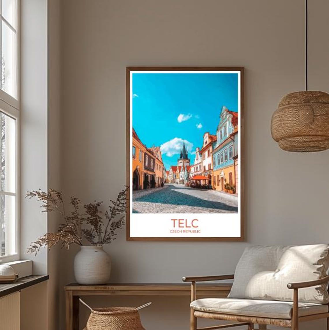 Telc Czech Republic Fairytale Square Cobblestone Vintage Travel Poster - Image 3