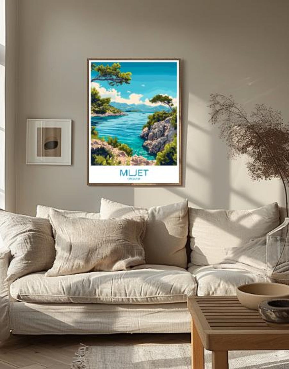 Mljet Island Croatia Turquoise Cove Pines Sailboat Travel Poster - Image 2