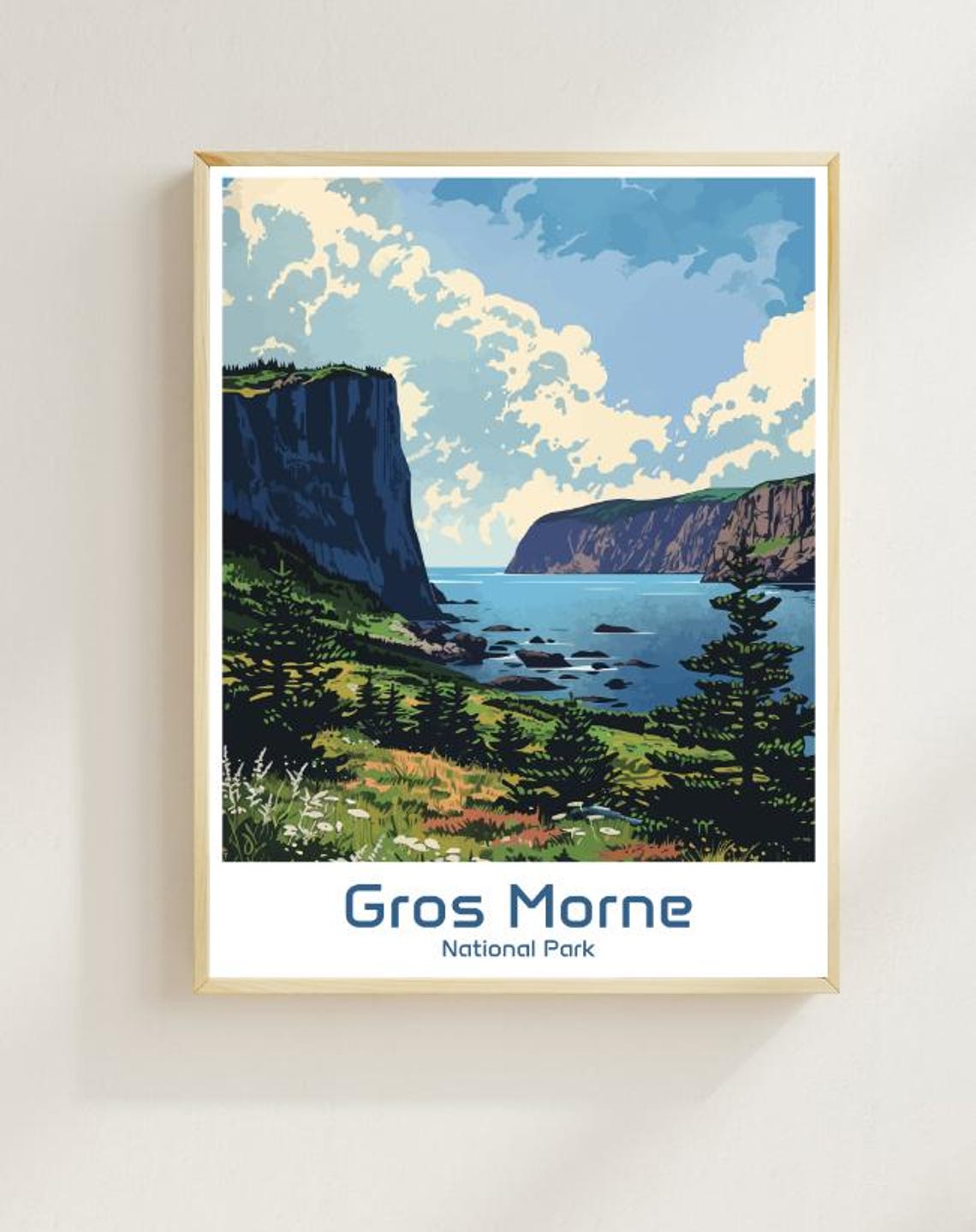Gros Morne National Park Coastal Cliffs Canada Vintage Poster