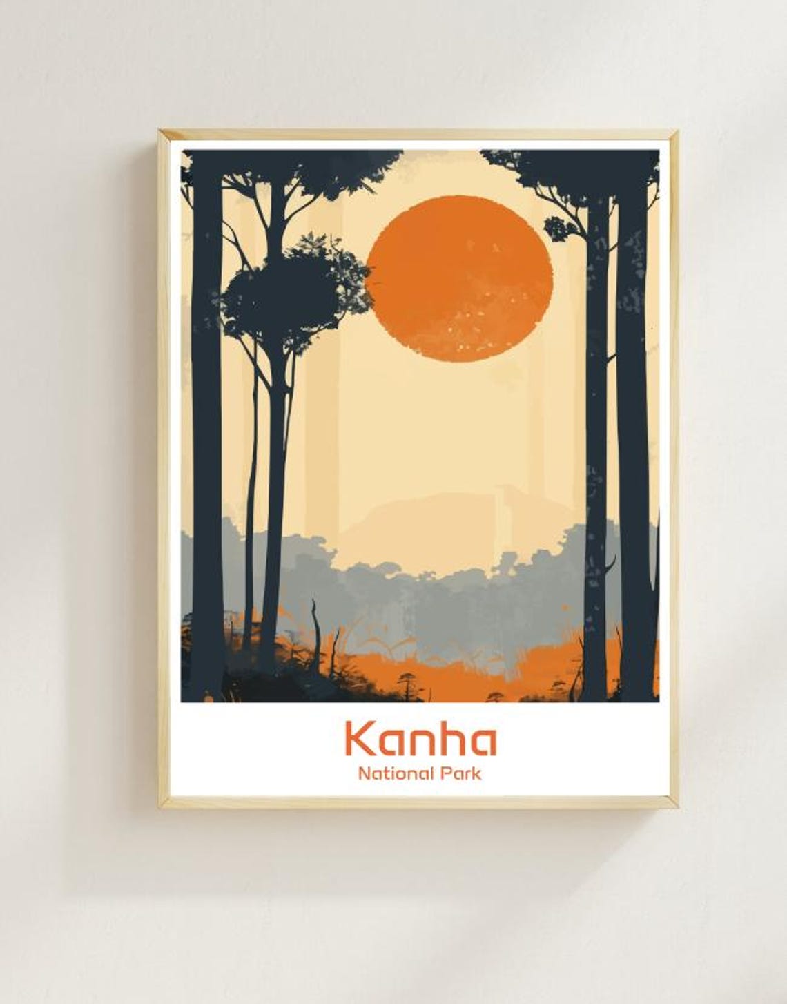 Kanha National Park Travel Postervintage Wildlife Wall Art India Tiger Safari Print Scenic Nature Decor Indian Travel Gift For Home