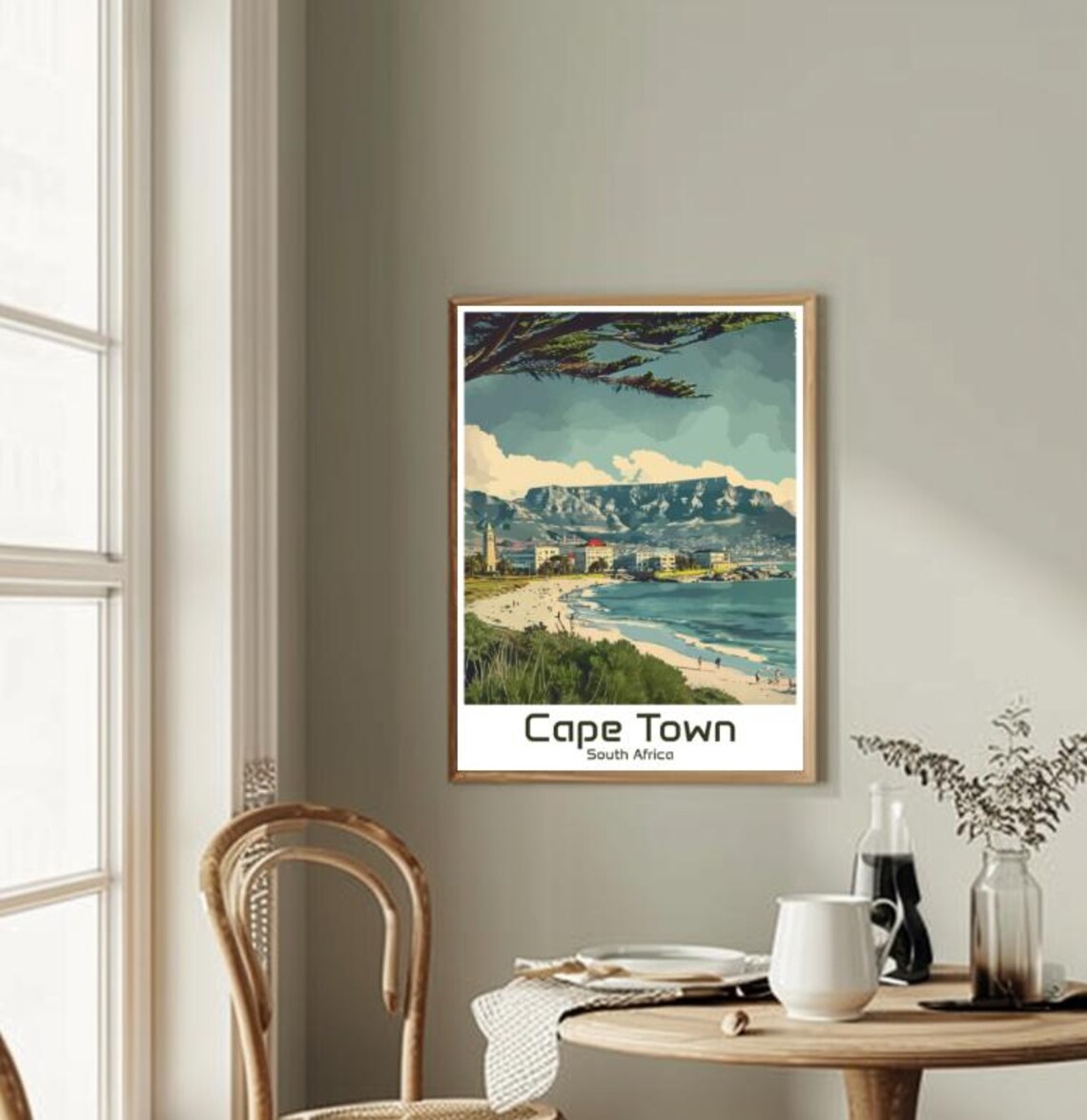 Cape Town South Africa Table Mountain Beach Vintage Travel Poster - Image 2