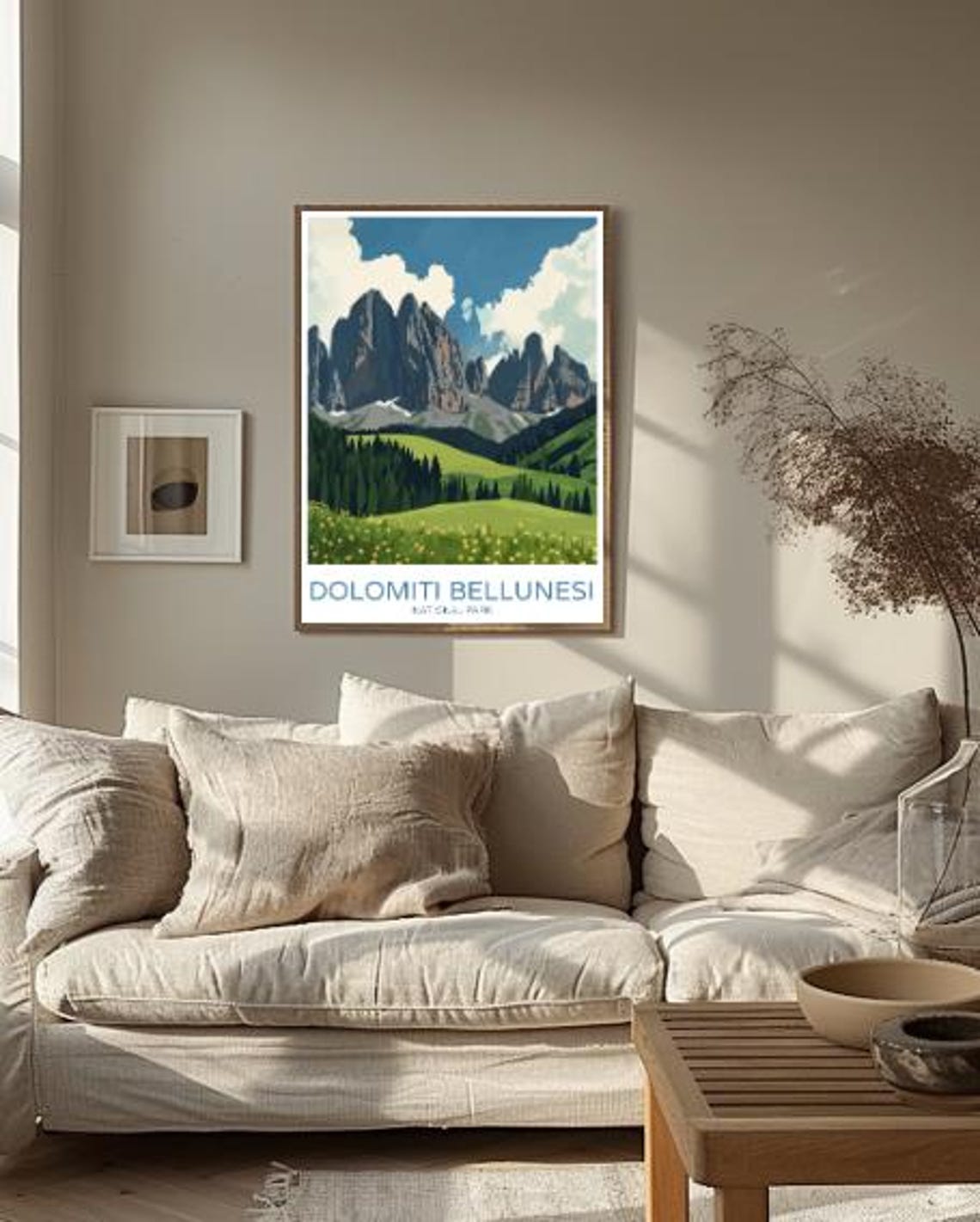 Dolomiti Bellunesi Jagged Peaks And Flower Meadow Travel Poster - Image 2