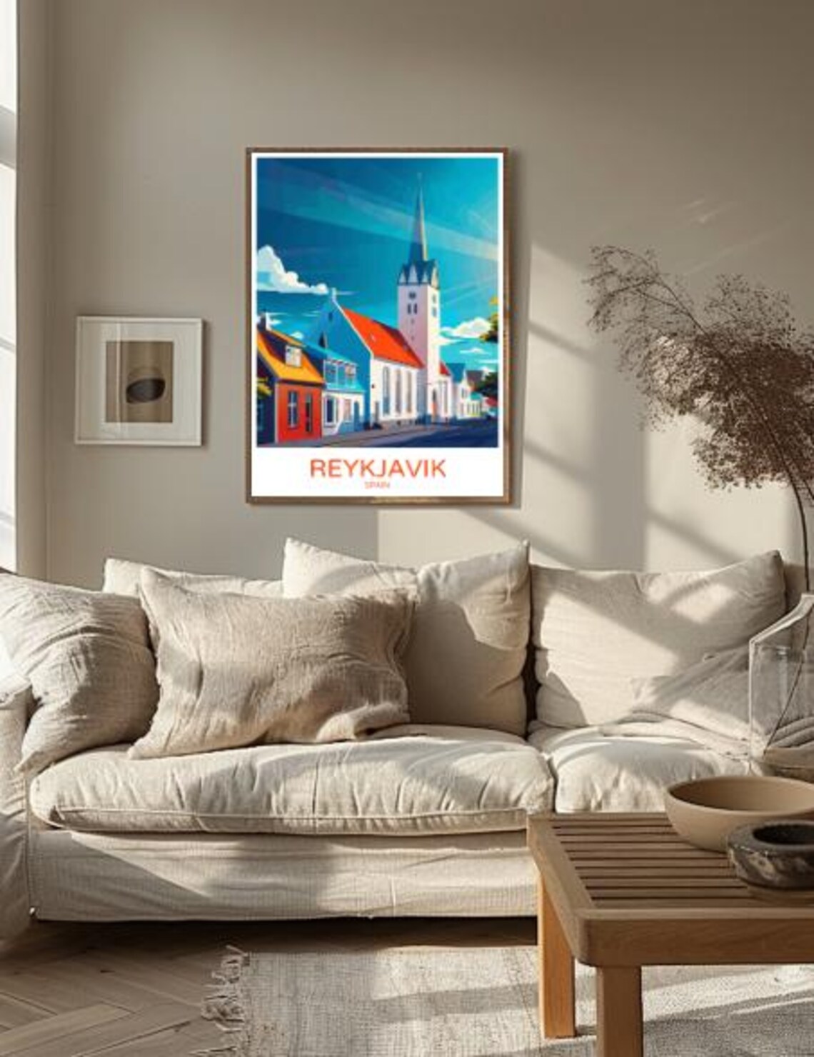 Reykjavik Spain Colorful Church Street Sunny Day Travel Poster - Image 2