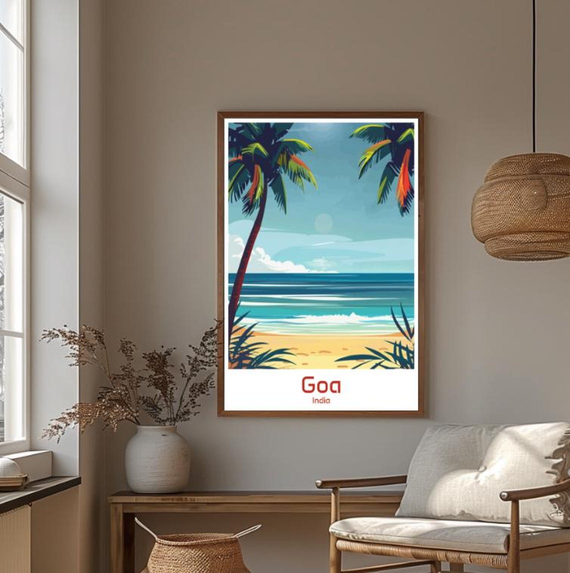 Goa India Beach Palm Trees Sunset Golden Tropical Shore Poster - Image 4