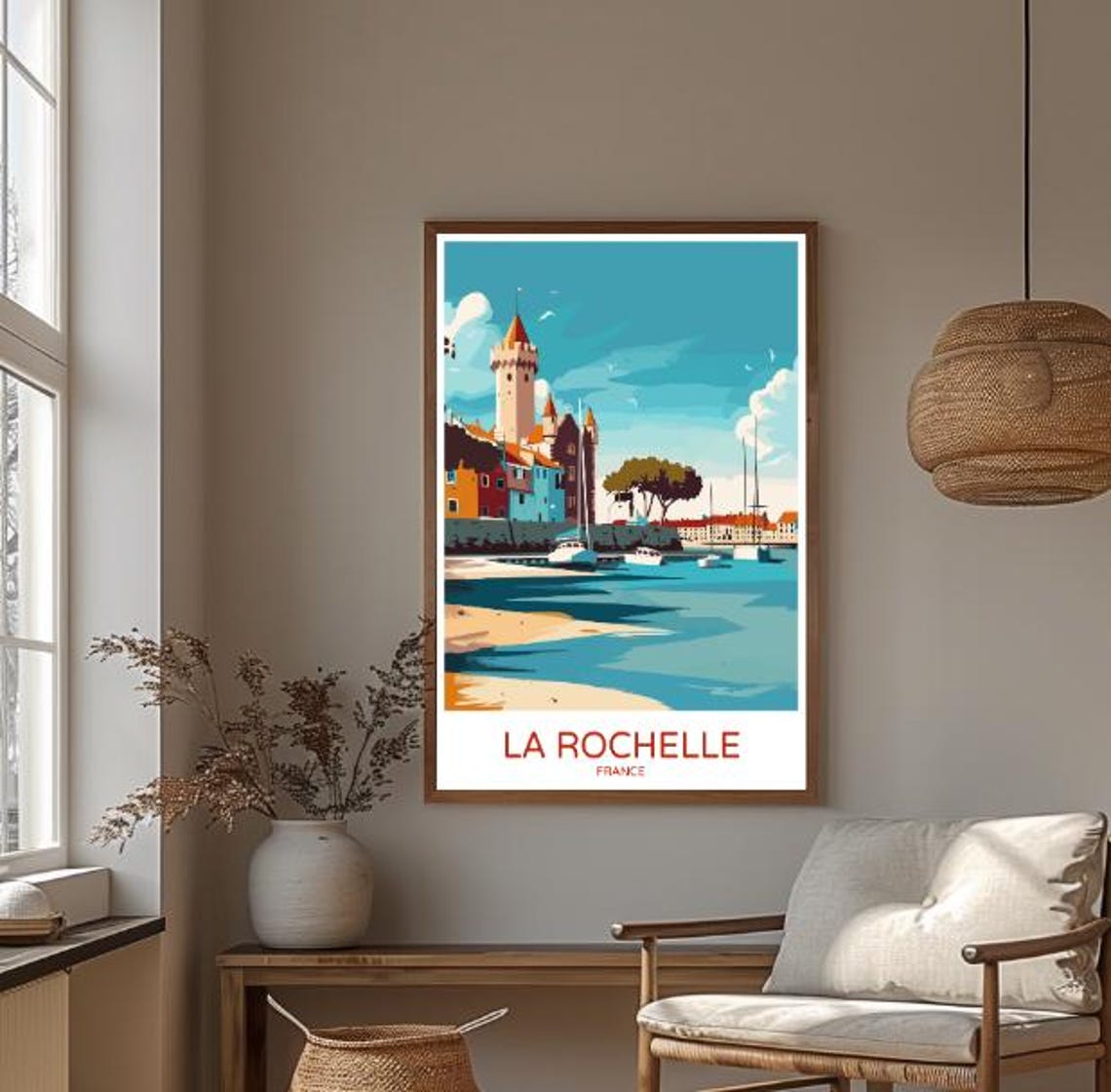 La Rochelle France Harbor Old Towers Colorful Waterfront Poster - Image 3