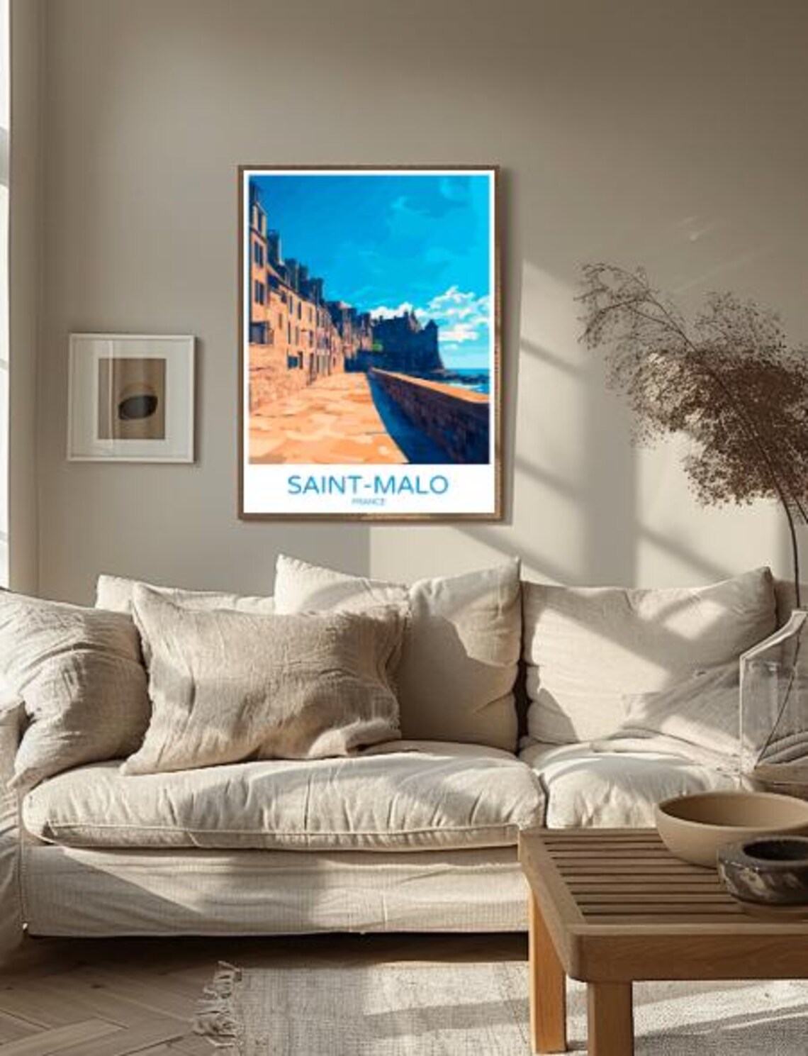 Saint-Malo France Stone Ramparts Seaside Street Blue Sky Travel Poster - Image 2