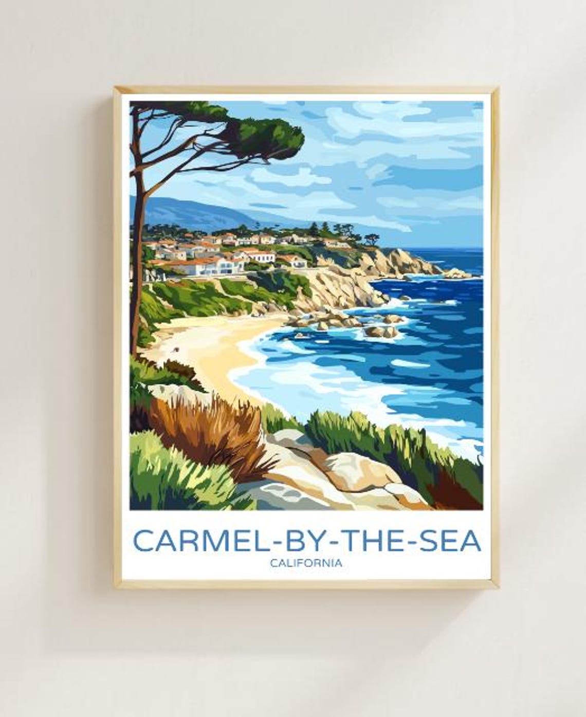 Carmel by the Sea California Rocky Cove Beach Cypress Tree Poster
