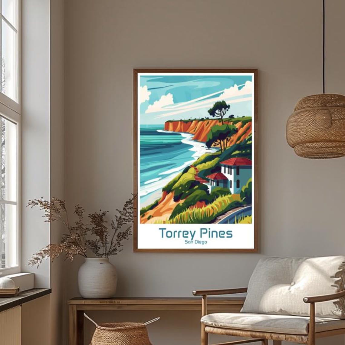 Torrey Pines San Diego Coastal Cliffs Ocean View Travel Poster - Image 4