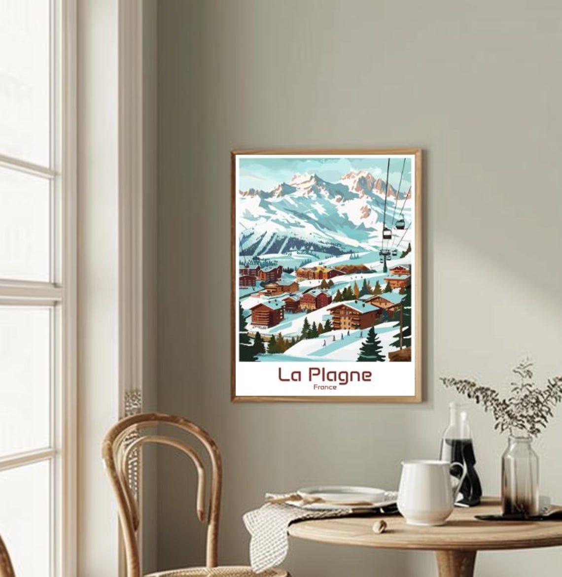 La Plagne French Alps Ski Resort Mountain Village Travel Poster - Image 2
