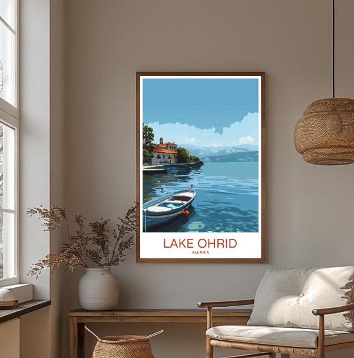 Lake Ohrid Travel Poster Scenic Albania Wall Art Nature Landscape Print Lake Ohrid Decor Balkan Travel Gift Albania Art For Home - Image 3
