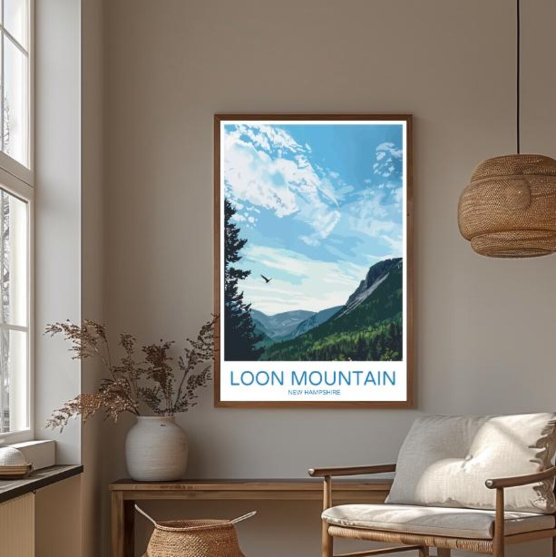 Loon Mountain New Hampshire Forest Valley Peak Travel Poster - Image 3
