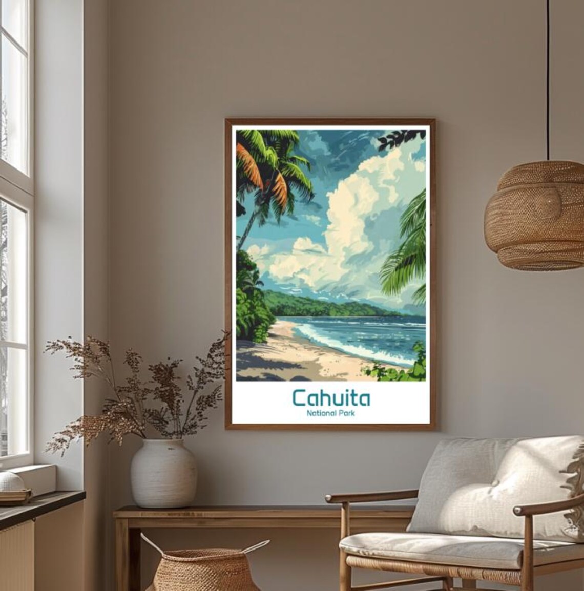 Cahuita National Park Costa Rica Tropical Beach and Palms Poster - Image 4