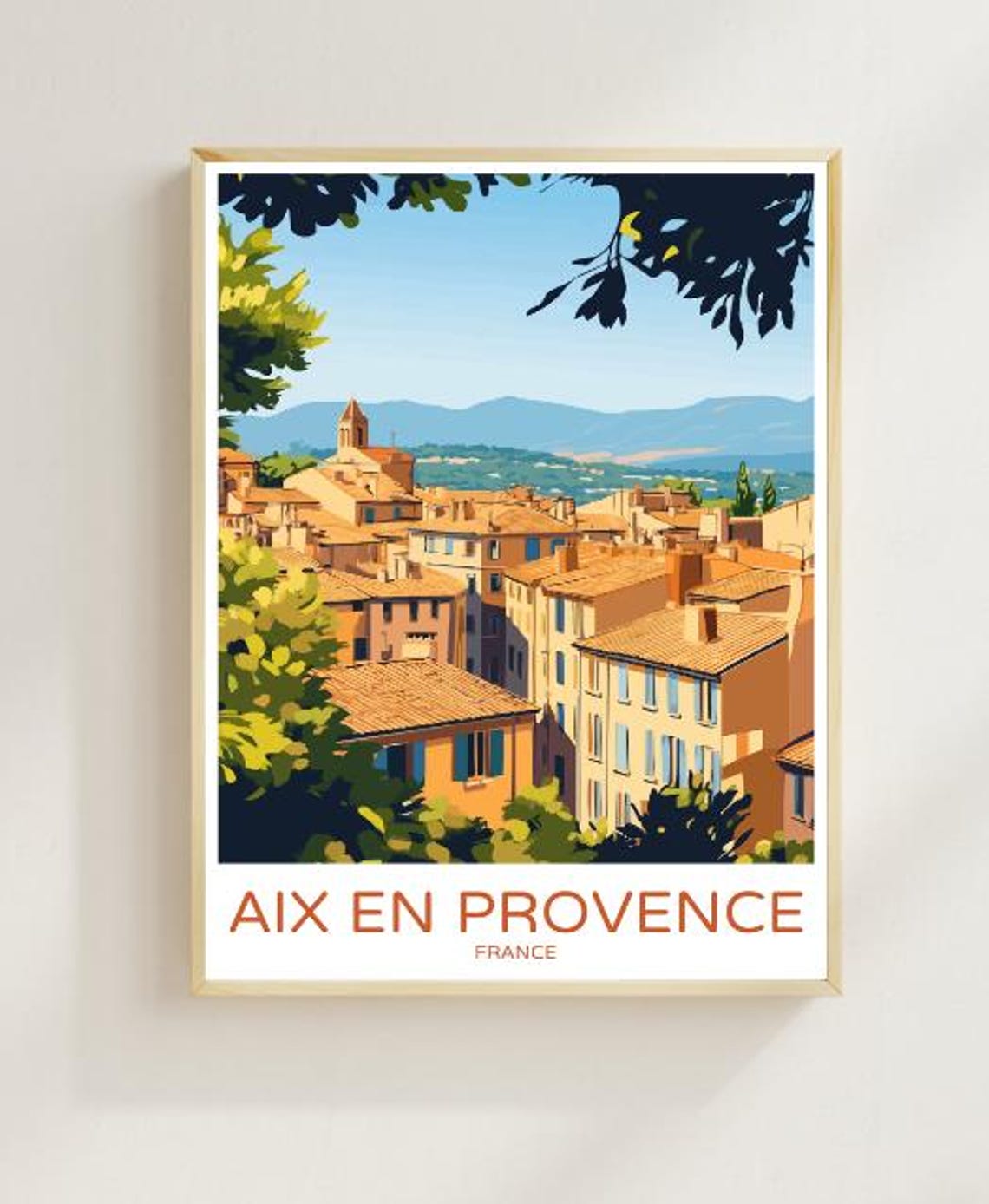Aix En Provence Travel Poster France Wall Art Scenic Provence Print French Countryside Decor Travel Gift Artwork For Home
