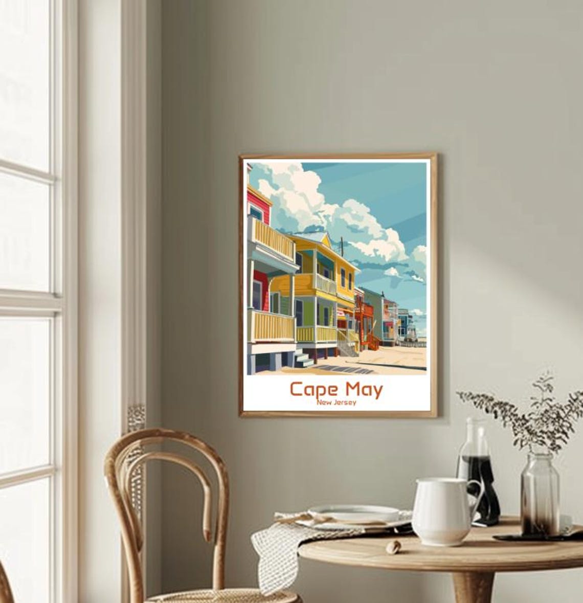 Cape May New Jersey Colorful Beach Houses Retro Travel Poster - Image 2