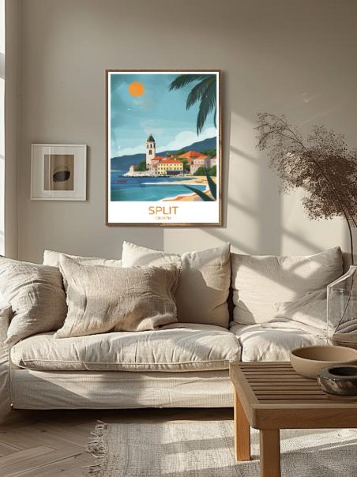 Split Croatia Travel Poster Adriatic Coastal Town Beach Palm View - Image 2