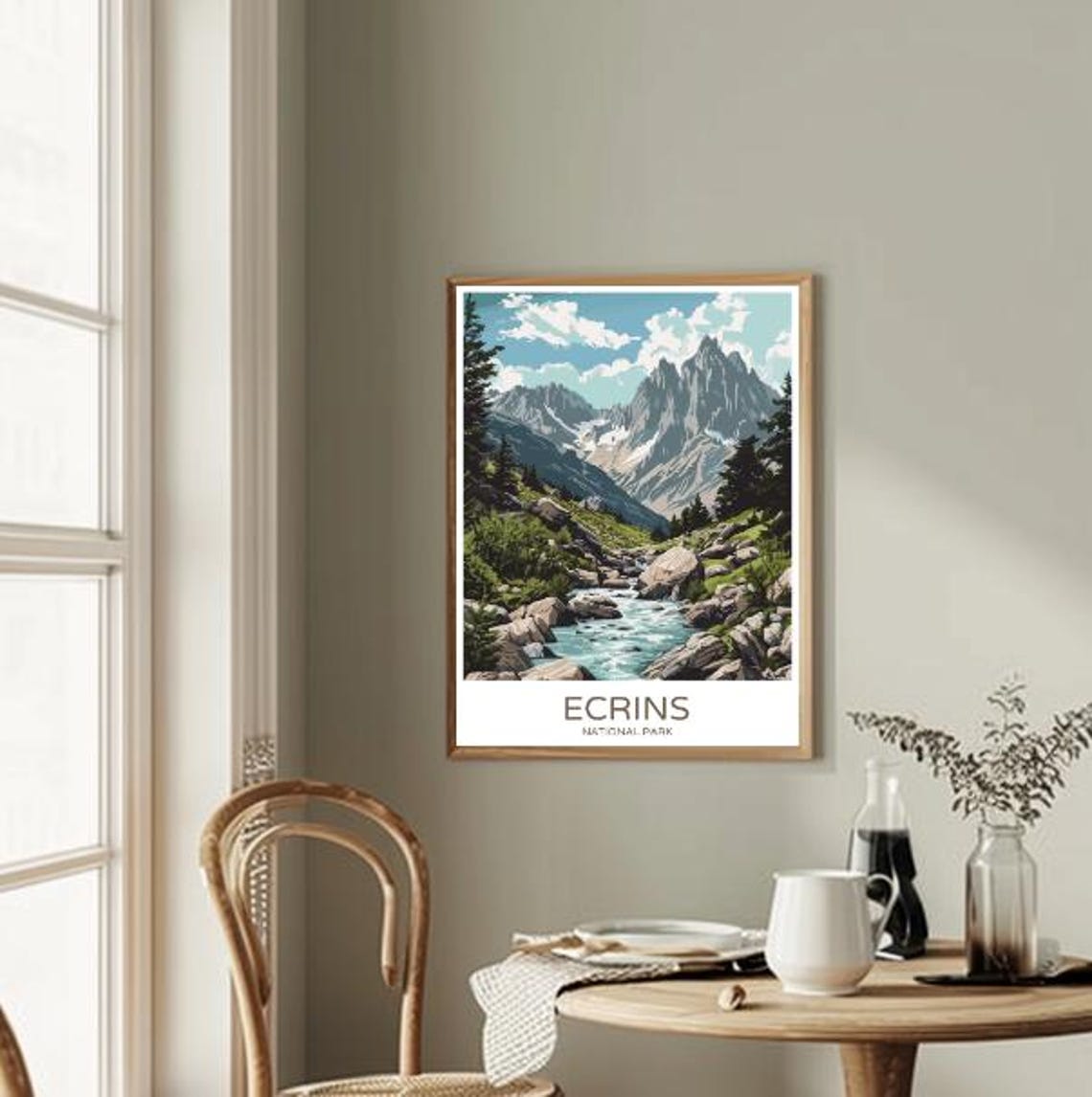 Ecrins National Park France Poster Alpine Stream And Rocky Peaks View - Image 2