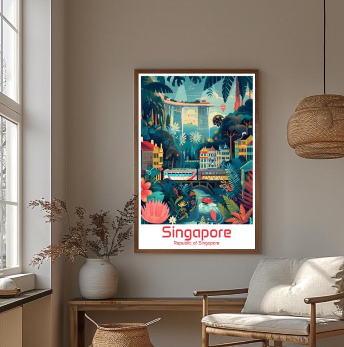 Singapore Marina Bay Sands Lush Tropical Cityscape Travel Poster - Image 4