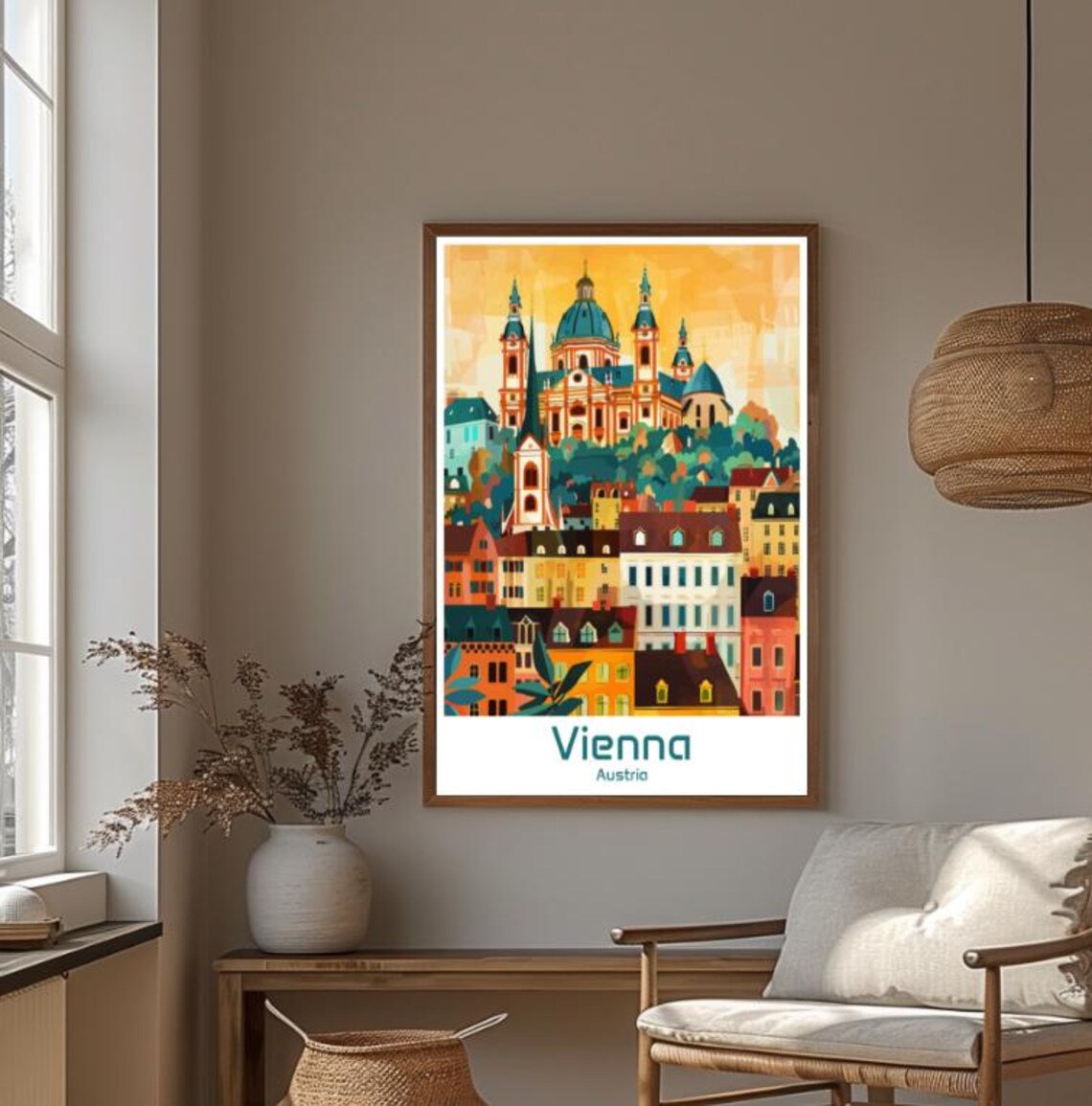 Vienna Austria Imperial Old Town Domed Church Skyline Travel Poster - Image 4