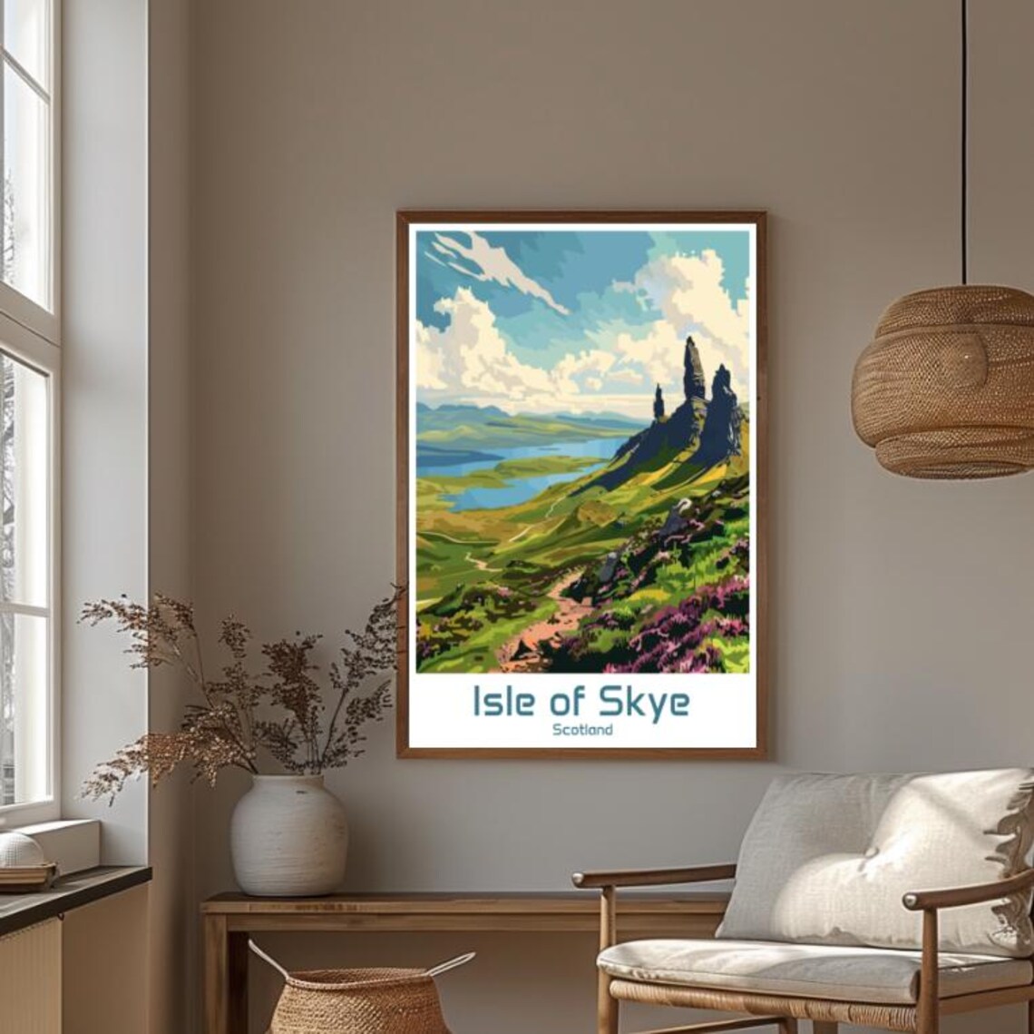Isle of Skye Old Man of Storr Loch and Heather Scotland Travel Poster - Image 4