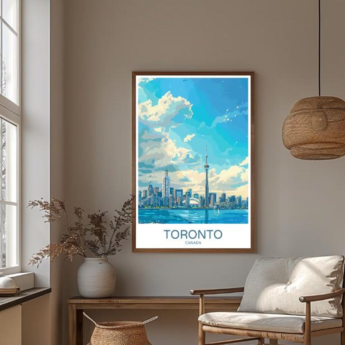 Toronto Canada CN Tower Skyline Lake View Vintage Travel Poster - Image 3