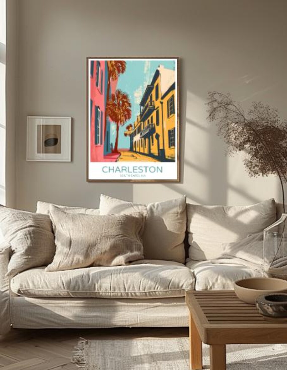 Historic Charleston South Carolina Palm Street Houses Travel Poster - Image 2