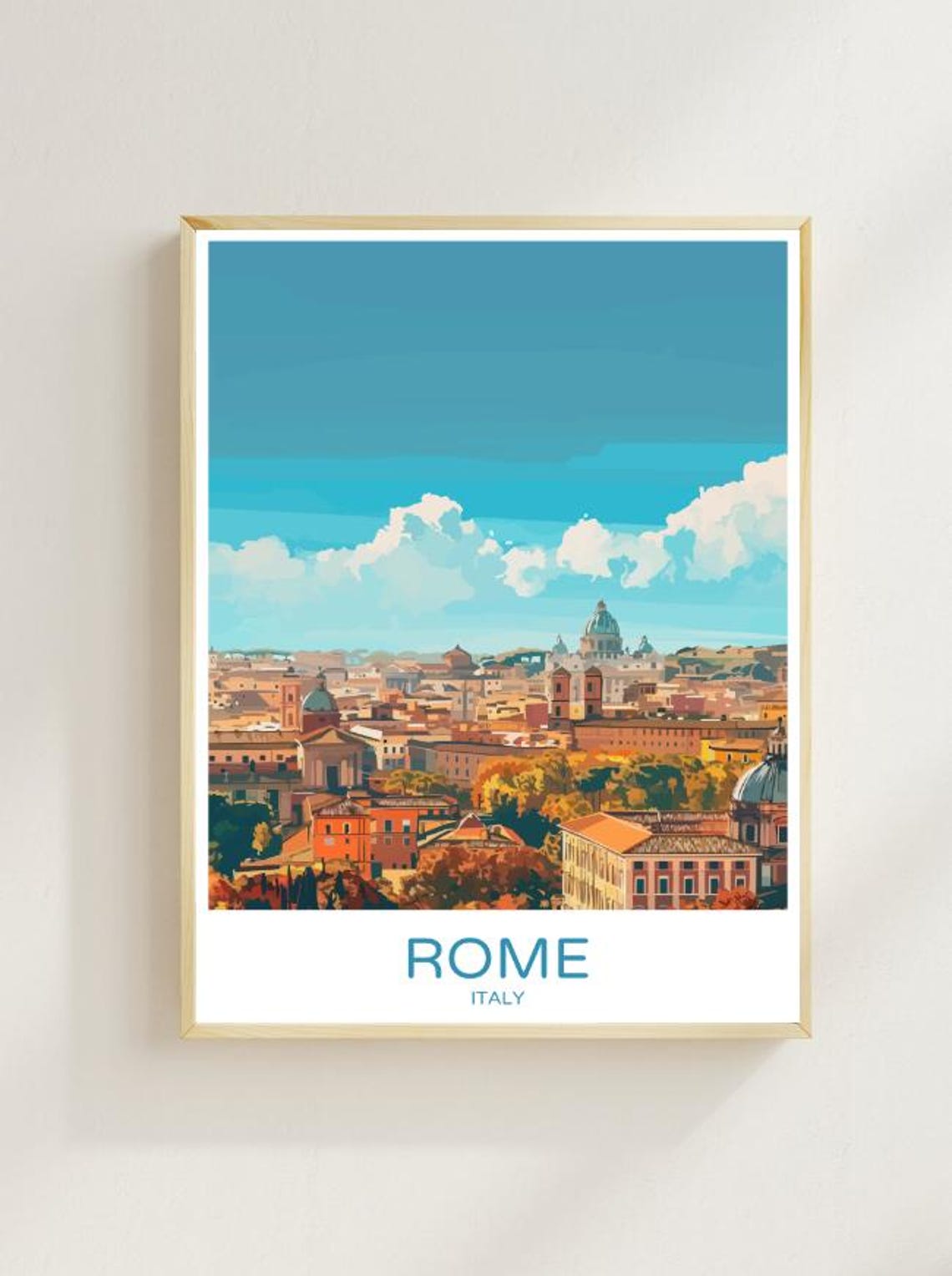 Rome Skyline with St Peters Dome the Eternal City Travel Poster