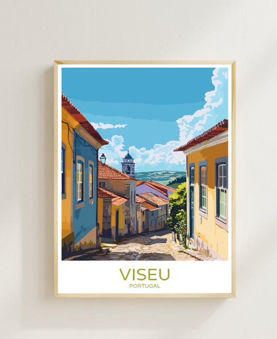 Viseu Portugal Travel Poster Cityscape Art Of Viseu Cathedral Old Town Portugal Travel Gift Modern Wall Decor Artwork