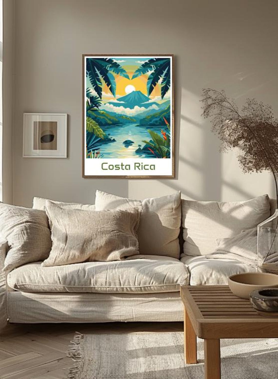 Costa Rica Volcano Lake Sunrise Rainforest Vintage Travel Poster - Image 3