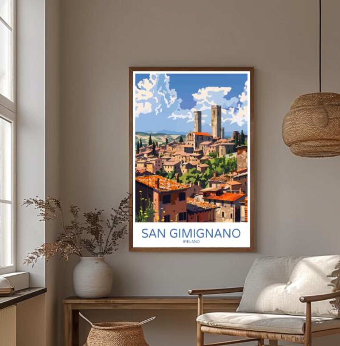 San Gimignano Italy Medieval Towers Tuscan Village Travel Poster - Image 3