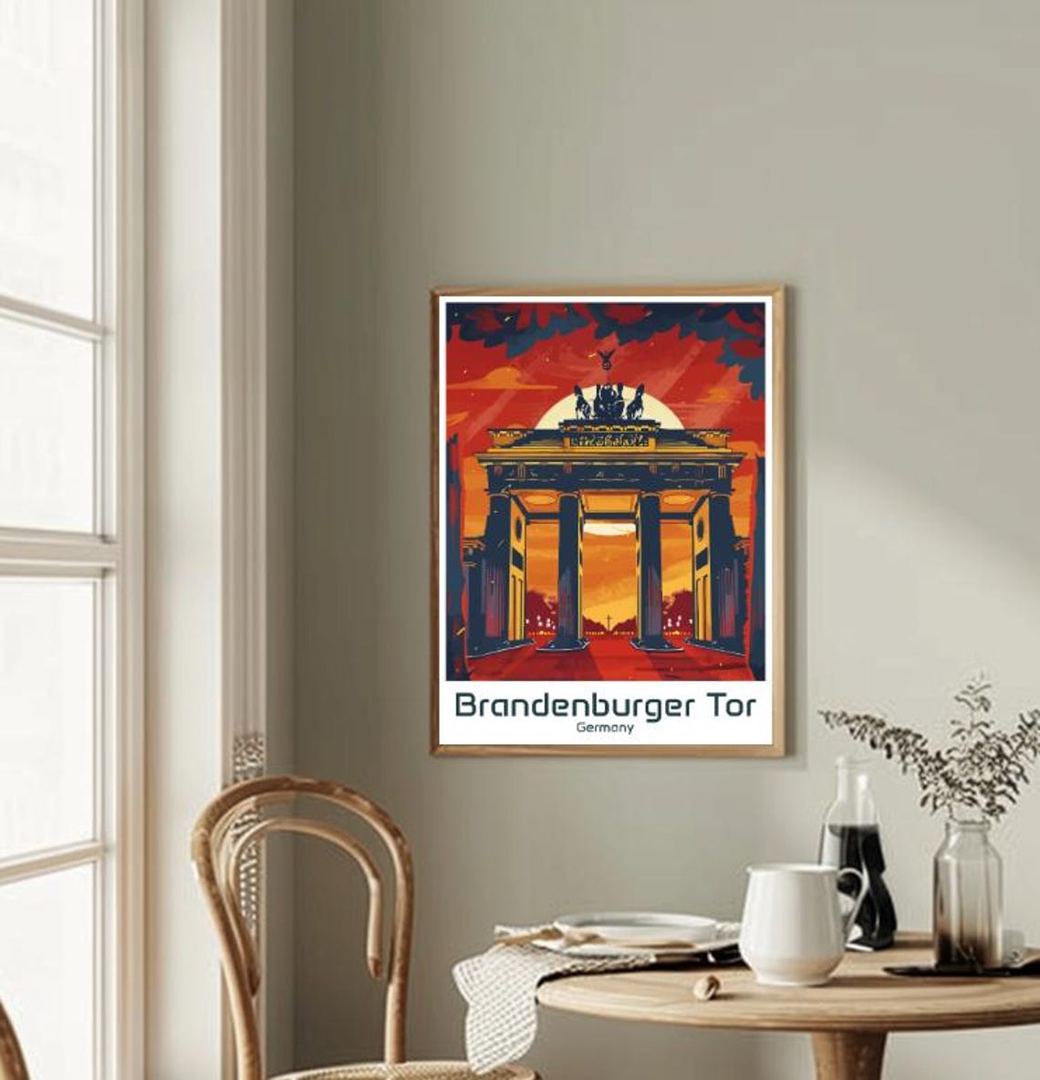 Brandenburger Tor Berlin Sunset Red Sky Landmark Travel Poster - Image 2