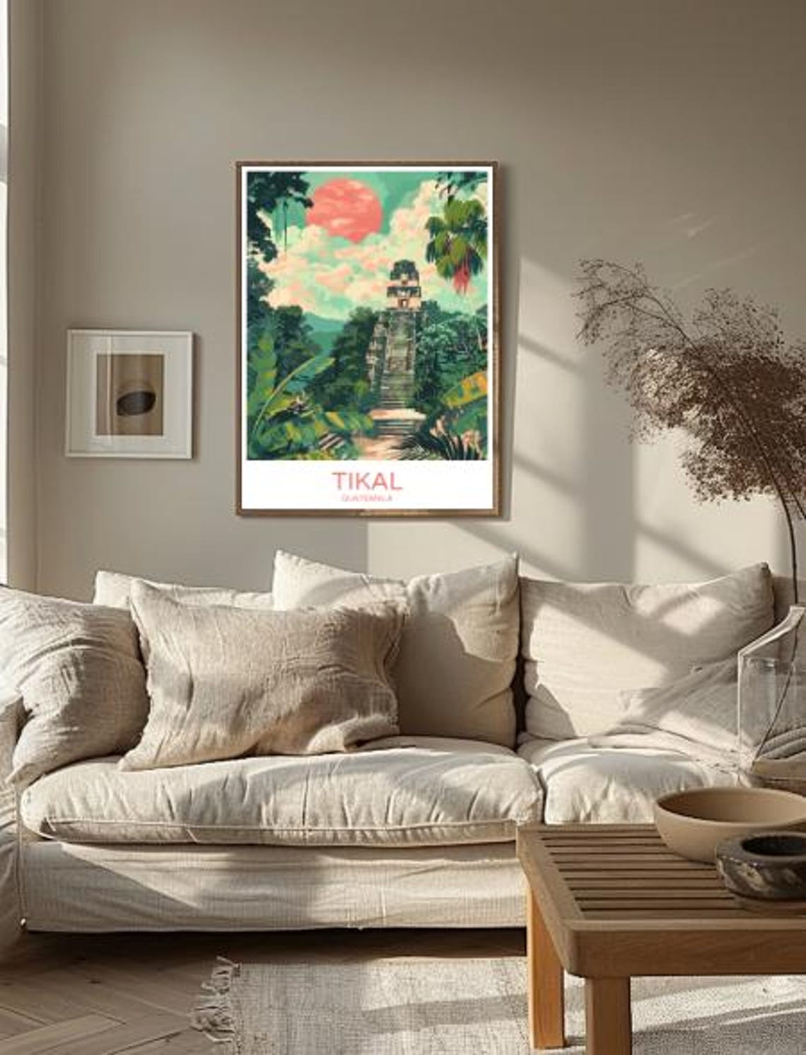 Tikal Guatemala Ancient Mayan Temple Poster In Lush Jungle Sunset Art - Image 2