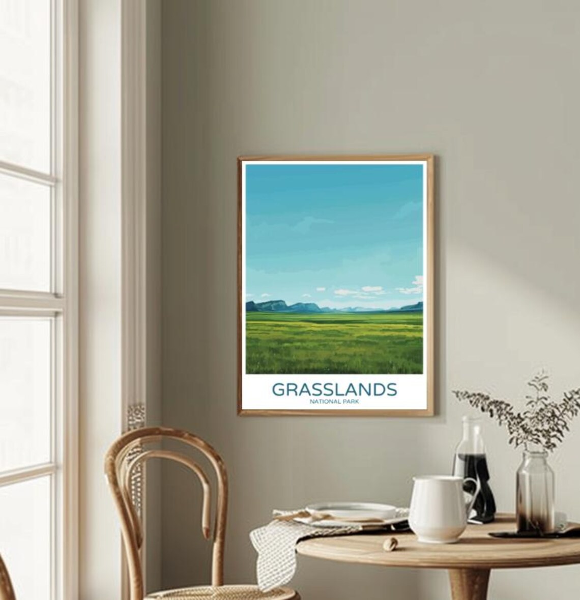 Grasslands National Park Canada Prairie Sky Illustrated Poster - Image 4