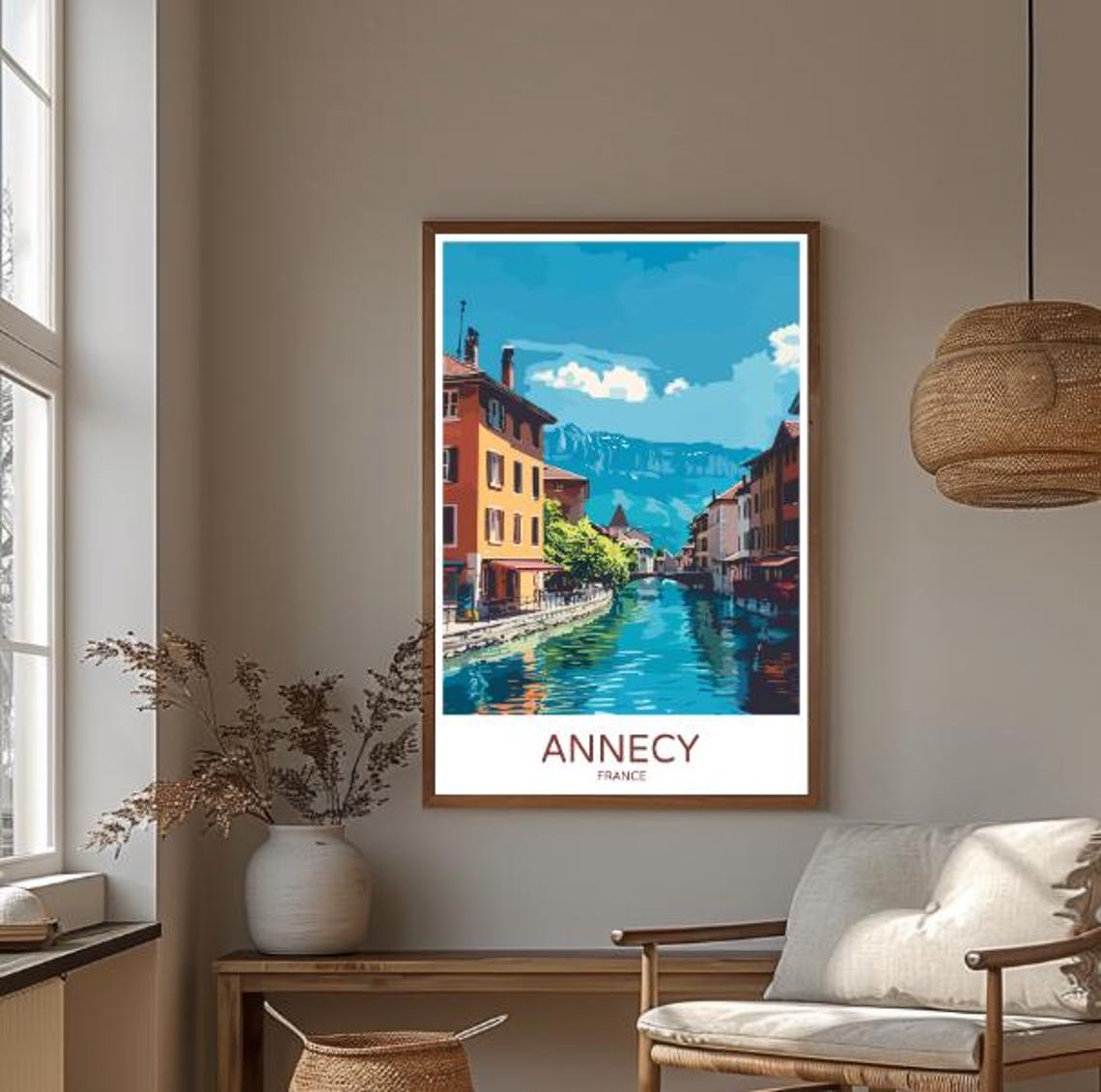 Annecy France Travel Poster Picturesque Lake Mountain View Wall Art Charming French Town Print French Alps Decor - Image 3