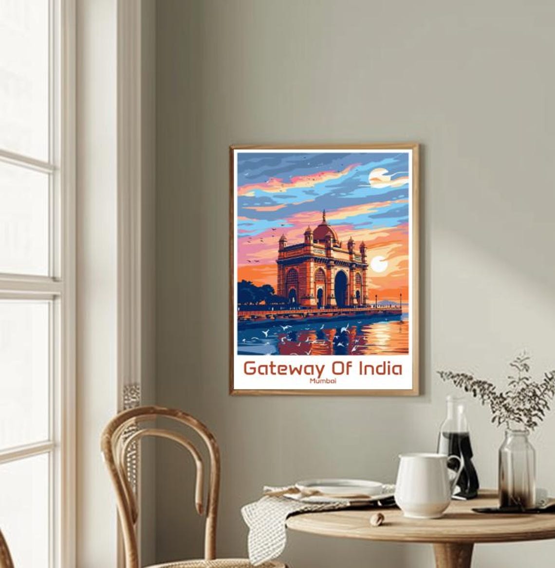 Gateway of India Mumbai Sunset Sky Seagulls Grand Monument Poster - Image 2
