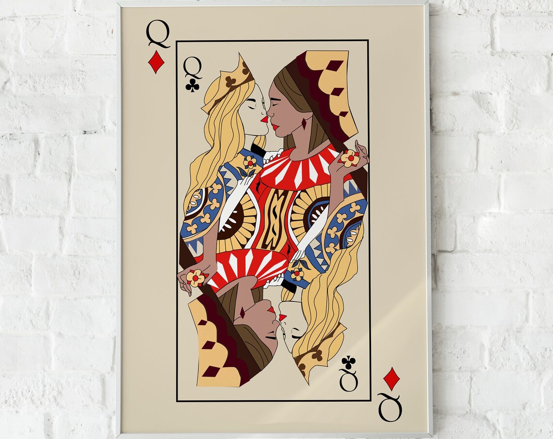 Lesbian Love Art Print, Queen Card Poster