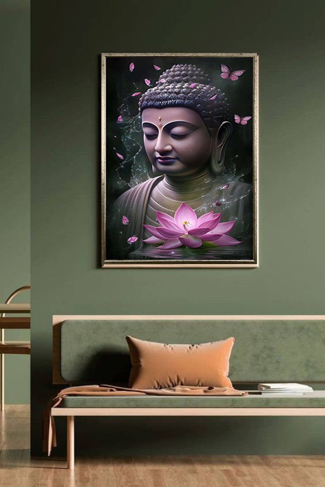 Buddha Print Butterfly Buddha Modern Buddha Ready To Hang - Image 2